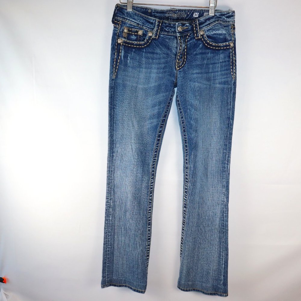 Miss Me Medium Wash Distressed Boot Cut Jeans Women's Size 30 Style JP5014-6